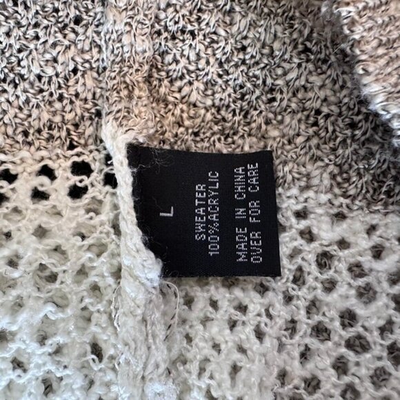 AGB Women's Hooded Longline Cardigan Tan Cream Striped Knit Sweater L - Picture 8 of 8